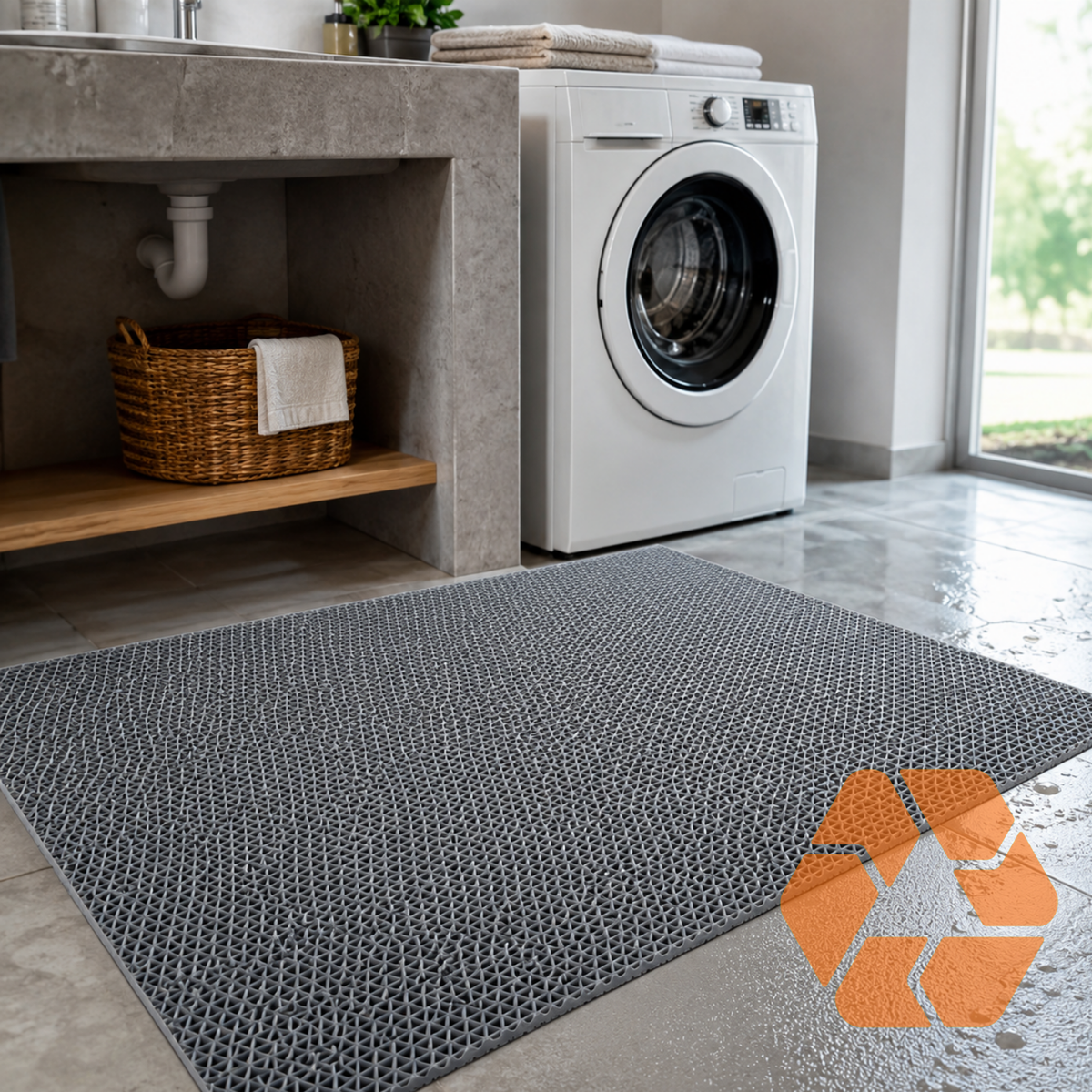 Piso PVC Drenante Tipo Wet Gris — Rollo 1,2 m x 3 m x 5 mm