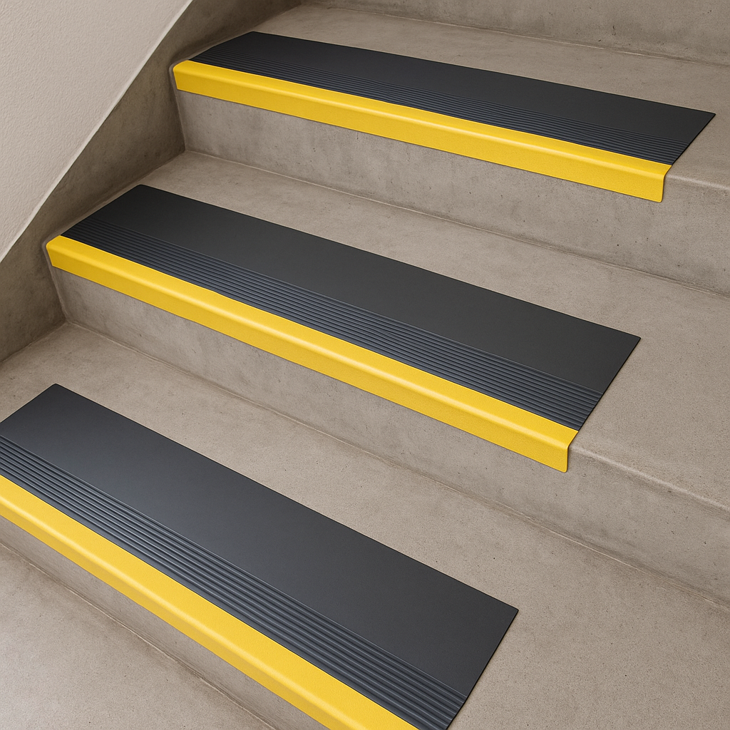 Grada Estriada Negra/Amarilla 1,2-Grada Estriada-HBTM18-Gradas de Escaleras Goma-Signet
