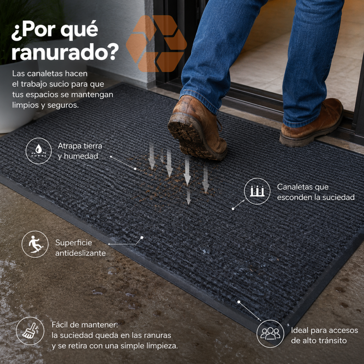 Limpiapie Alfombra Ranurado 80cmX120cmX6mm
