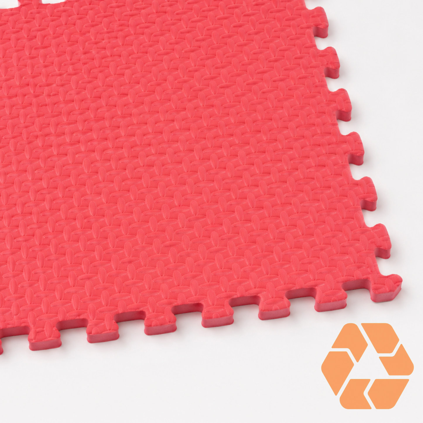 Palmeta de goma EVA roja de 1m² con relieve diamantado, 2,5 cm de espesor y sistema de encaje para pisos de gimnasio.
