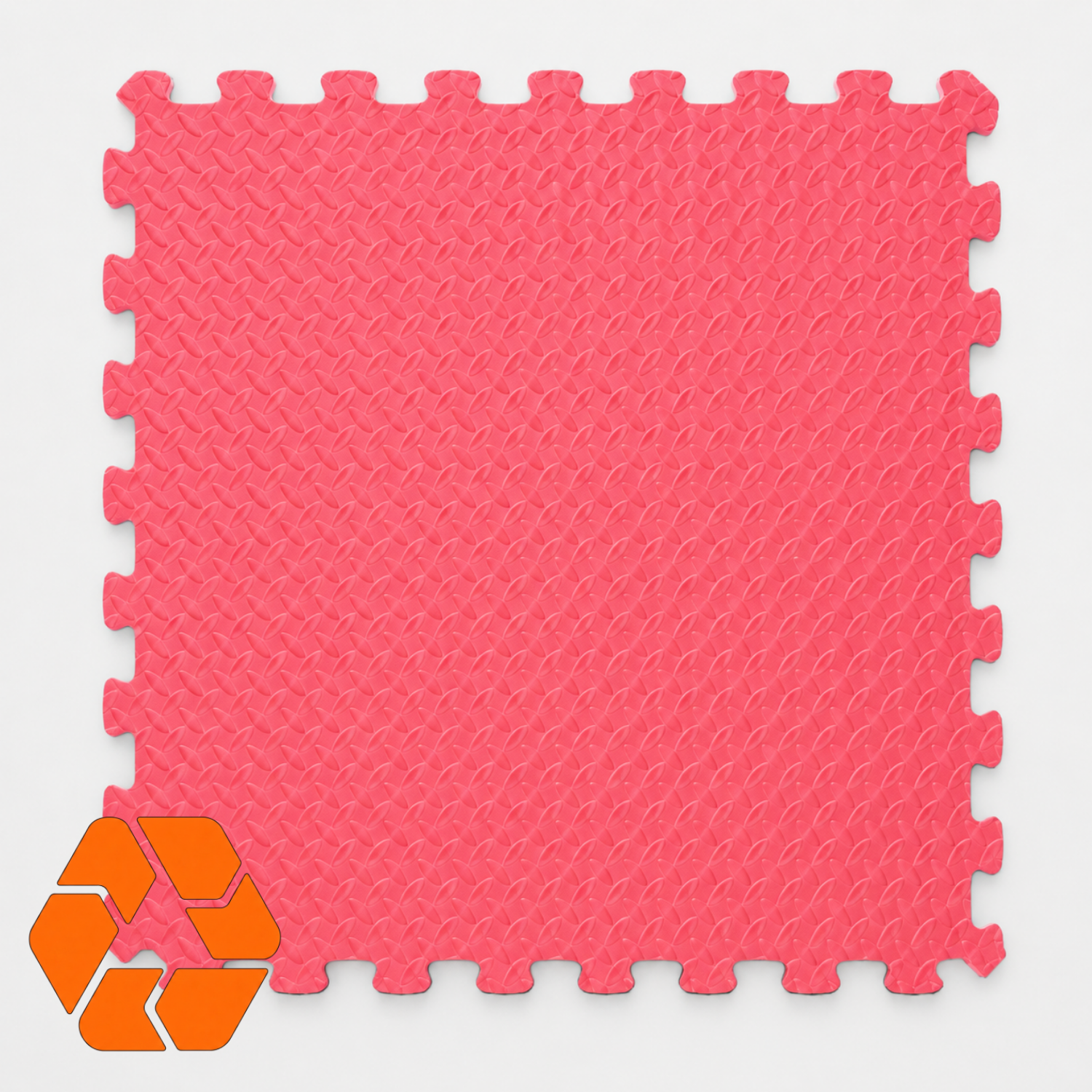 Palmeta de goma EVA roja de 1x1m con 2,5cm de espesor, diseño antideslizante y sistema de encaje para gimnasios o zonas infantiles.