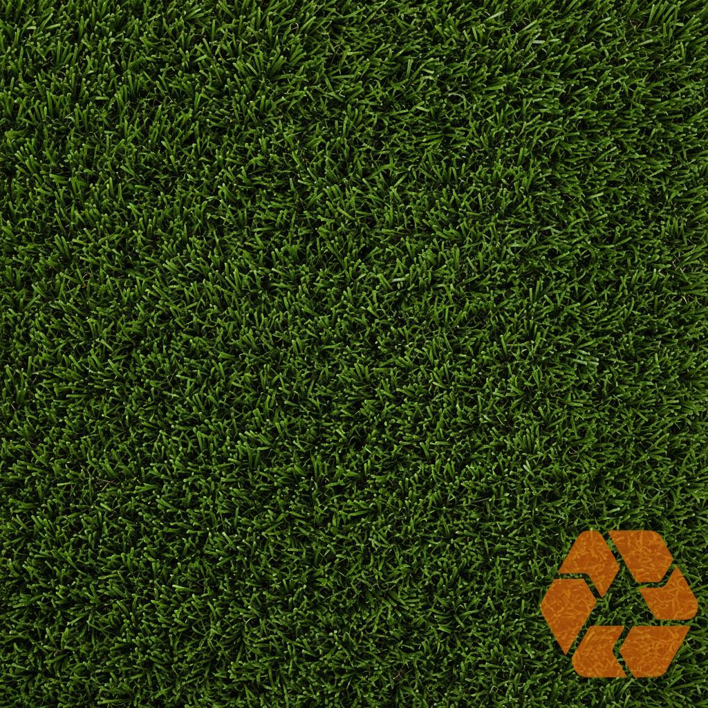 Pasto sintético verde de 7mm, textura tipo alfombra realista, ecológico y 100% reciclable para espacios impecables.