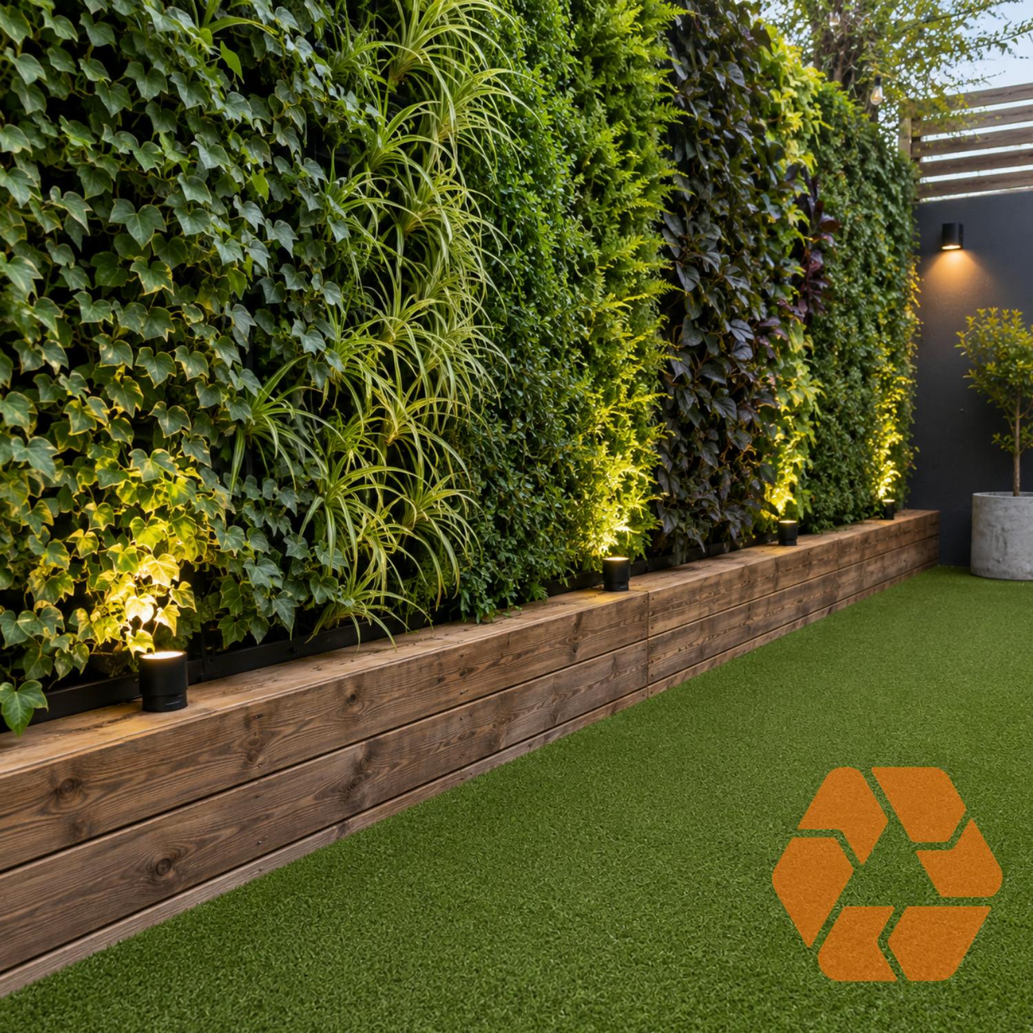 Pasto sintético de 7mm en rollo, ideal para jardines y balcones, con acabado realista, duradero y 100% reciclable.
