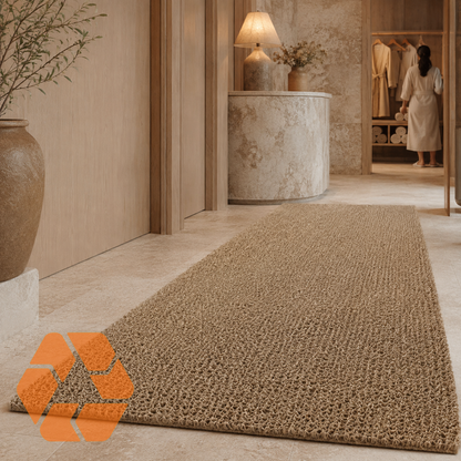 Limpiapiés PVC Tipo Nomad Café Claro — Rollo 1,2 m x 3 m x 12 mm | Alto Tráfico