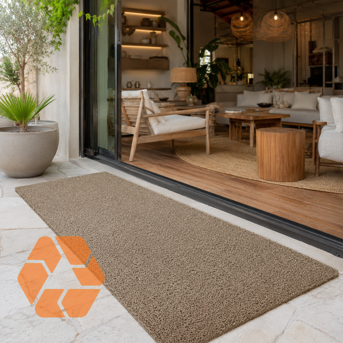 Limpiapiés PVC Tipo Nomad Café Claro — Rollo 1,2 m x 3 m x 12 mm | Alto Tráfico