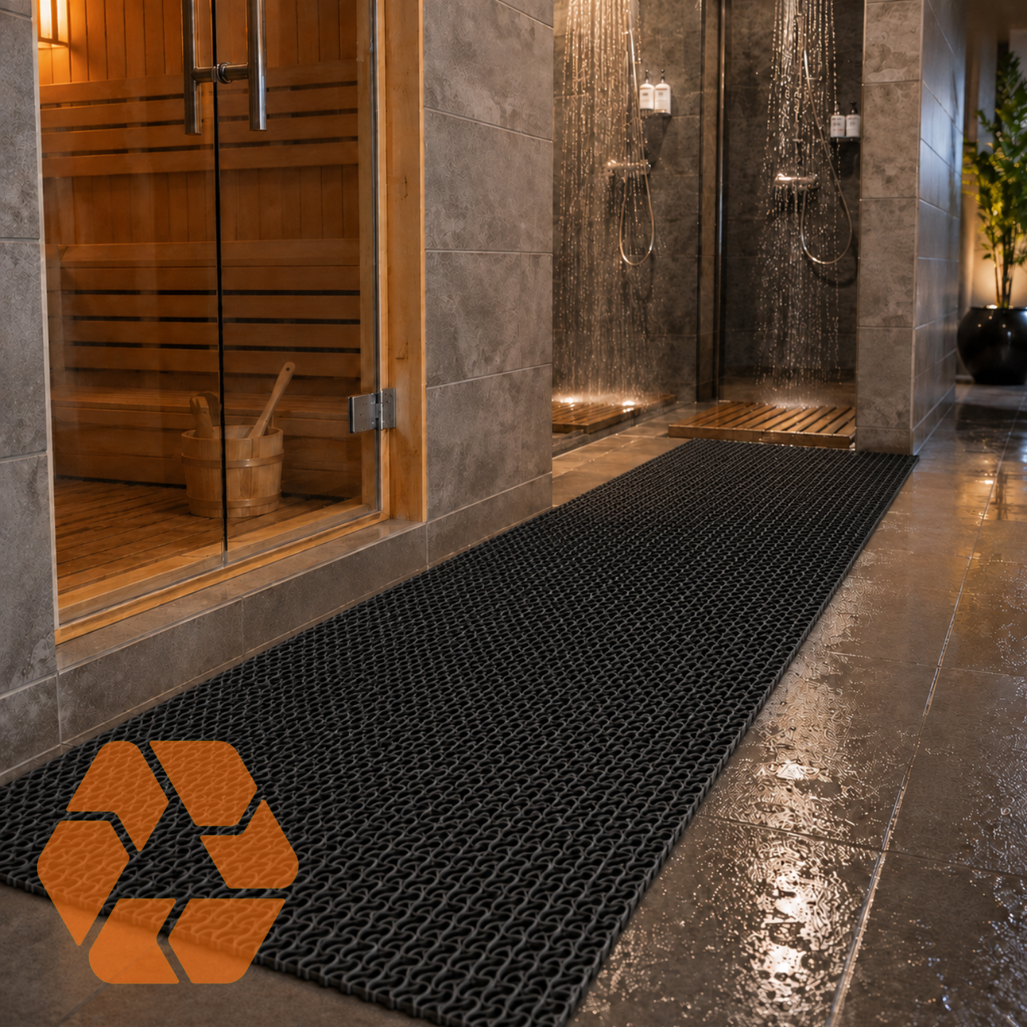 Piso PVC Drenante Tipo Wet Negro — Rollo 1,2 m x 15 m x 5 mm
