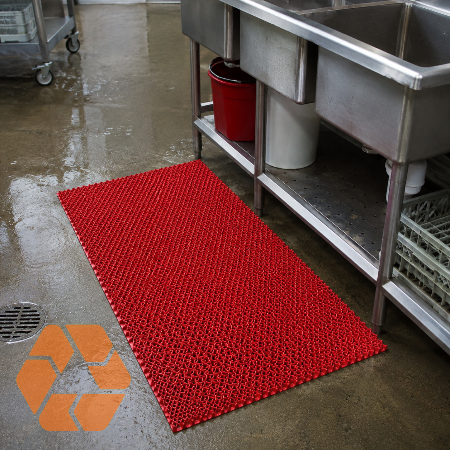 Piso PVC Drenante Tipo Wet Rojo — Rollo 1,2 m x 15 m x 4,5mm