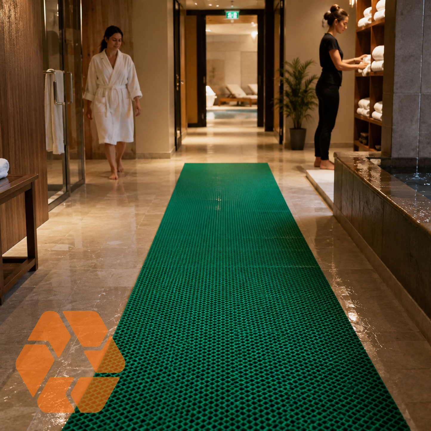 Piso PVC Drenante Tipo Wet Verde — Rollo 1,2 m x 15 m x 4,5mm