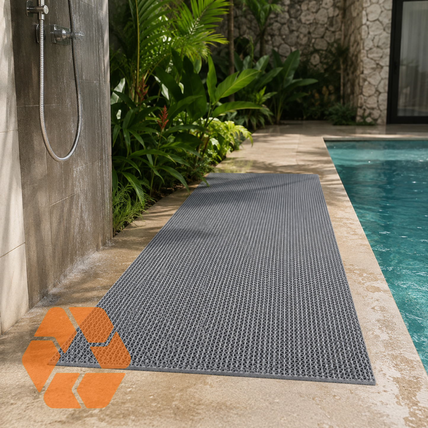 Piso PVC Drenante Tipo Wet Gris — Rollo 1,2 m x 5 m x 5 mm