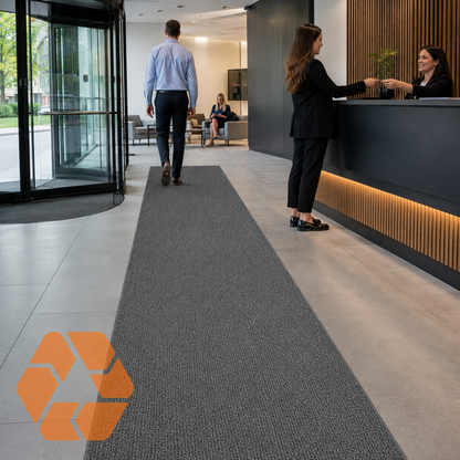 Piso Nomad gris de PVC de alto tráfico, 1.2m x 3m, ideal para entradas de oficinas y zonas comerciales.